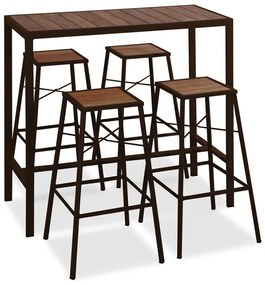 Τραπεζαρία Μπαρ (Σετ 5Τμχ) 223952 116x50x106cm Natural-Brown 4 Θέσεων