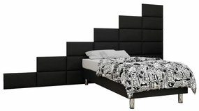 Κρεβάτι continental Logan 107, Μονόκλινο, Continental, Μαύρο, 120x200, Οικολογικό δέρμα, Τάβλες για Κρεβάτι, 360x200x180cm, 80 kg, Στρώμα: Ναι