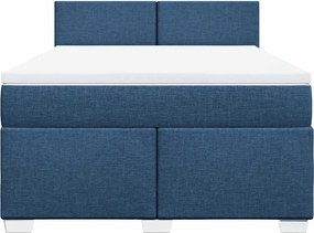 vidaXL Κρεβάτι Boxspring με Στρώμα Μπλε 140x190 εκ. Υφασμάτινο