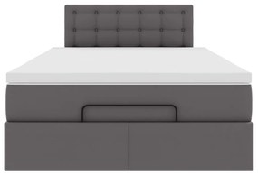 VidaXL Οθωμανικό κρεβάτι με στρώματα & LEDs Γκρι Faux Leather