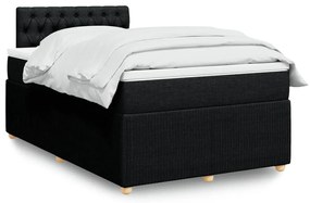 vidaXL Κρεβάτι Boxspring με Στρώμα Μαύρο 120x190 εκ. Υφασμάτινο