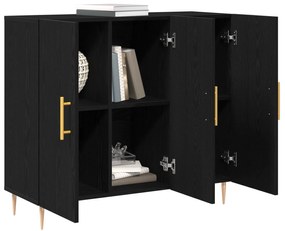 vidaXL Μαύρος Μπουφές Δρυς  90x34x80 εκ. Φτιαγμένος από ξύλο