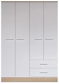 Ντουλάπα ρούχων Harmony τετράφυλλη σε oak-λευκή απόχρωση 137x52x198εκ 137x52x198 εκ.