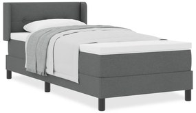 vidaXL Κρεβάτι Box Spring με Στρώμα Σκούρο Γκρι 90x200 εκ Ύφασμα