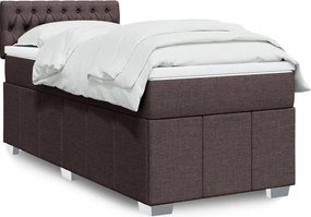 vidaXL Κρεβάτι Boxspring με Στρώμα Σκούρο Καφέ 100x200 εκ. Υφασμάτινο