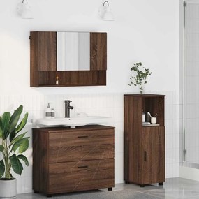vidaXL Σετ Επίπλων Μπάνιου με ράφι 3 pcs Καφέ δρυς 76,5 x 35 x 64 εκ