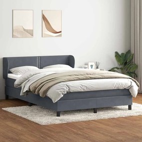 Box Spring Κρεβάτι με στρώμα Σκούρο γκρι 160x220 cm Βελούδινο