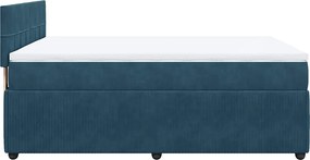 vidaXL Κρεβάτι Boxspring με Στρώμα Μπλε 160x200 εκ. Βελούδινο
