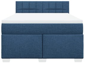 vidaXL Κρεβάτι Boxspring με Στρώμα Μπλε 140x200 εκ. Υφασμάτινο