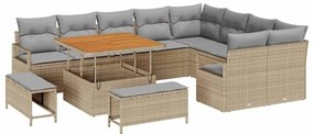vidaXL Σετ Καναπέ Κήπου 12 pcs Μπεζ, Ανοιχτό Γκρι 100 x 100 x 71 cm