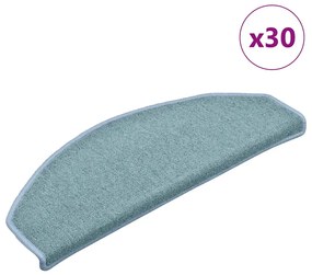 vidaXL Πατάκια Σκαλοπατιών 30 τεμ. 65x24x4 εκ. Θαλασσί Ημίστρογγυλά Μεγάλα