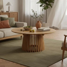 Τραπέζι Kenda mindi ξύλο σε φυσική απόχρωση Φ100x45εκ 100x100x45 εκ.