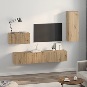 vidaXL Τηλεοπτική Κάβα Τοίχου με ράφι Άλλο με αποθήκευση με πόρτα 4 pcs Χειροποίητη δρυς