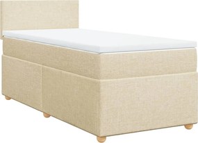 vidaXL Κρεβάτι Boxspring με Στρώμα Κρεμ 90x190 εκ.Υφασμάτινο