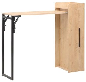 Winely melamine bar table in natural shade and black metal 122x44.5x108cm 124x54x171 εκ.