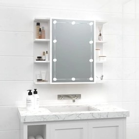 Έπιπλο Καθρέπτη με LED Γυαλιστερό Λευκό 70 x 16,5 x 60 εκ. - Λευκό