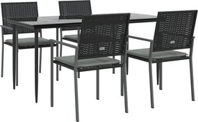 vidaXL Σετ Τραπεζαρίας Κήπου 5 τεμ. Συνθ. Ρατάν / Ατσάλι με Μαξιλάρια