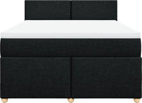 vidaXL Κρεβάτι Boxspring με Στρώμα Μαύρο 160x200 εκ. Υφασμάτινο