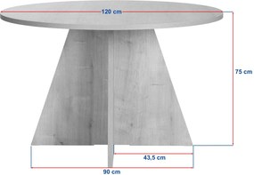 Τραπέζι Τραπεζαρίας Δρυς Ζαφείρι VIRELLA 120x120x75