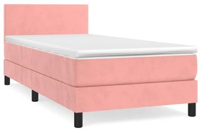 vidaXL Κρεβάτι Boxspring με Στρώμα Ροζ 100x200 εκ. Βελούδινο