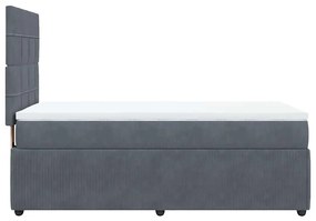 vidaXL Κρεβάτι Boxspring με Στρώμα Σκούρο Γκρι 80x200 εκ. Βελούδινο