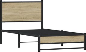 vidaXL Σκελετός Κρεβ. Χωρίς Στρώμα Sonoma Δρυς 90x190 εκ. Μεταλλικό