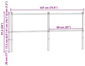 Κεφαλάρι Καφέ Δρυς 180 εκ. Επεξεργασμένο Ξύλο/Ατσάλι - Καφέ