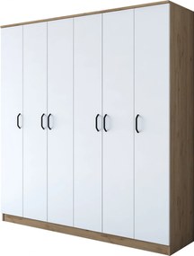 Εξαφυλλη Ντουλαπα Καρυδια/Λευκο BA114 47.3x180x190.8