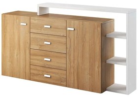 Μπουφές Bron Plus 16822199 180x37x98cm Natural-White Particle Board, Metal