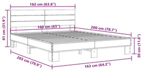 ΠΛΑΙΣΙΟ ΚΡΕΒΑΤΙΟΥ SONOMA ΔΡΥΣ 160X200 ΕΚ. ΕΠΕΞ. ΞΥΛΟ &amp; ΜΕΤΑΛΛΟ 3280138