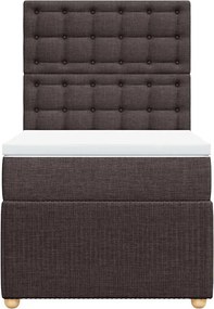 vidaXL Κρεβάτι Boxspring με Στρώμα Σκούρο Καφέ 90x200 εκ. Υφασμάτινο