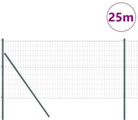 vidaXL Φράχτης με Στήλες. Πράσινο 1 x 25 m Ατσάλι