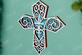 Σετ των 2 Intra απο ξύλο plywood 3mm-4mm πάχος 3D Layered Cross | Χριστιανικό σύμβολο |CNC Δίασταση 30x20 cm INTRAFABR-110184268