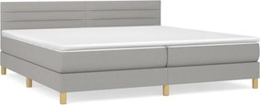 vidaXL Κρεβάτι Boxspring με Στρώμα Ανοιχτό Γκρι 200x200 εκ. Υφασμάτινο