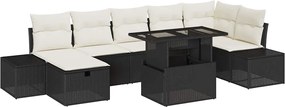 vidaXL Σετ Καναπέ Κήπου με μαξιλάρι 8 pcs Μαύρο Πολυ ράταν