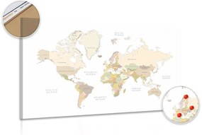 Εικόνα στον παγκόσμιο χάρτη φελλού με vintage στοιχεία - 120x80  peg