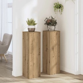 vidaXL Βάσεις Φυτών 2 τεμ. Αρτισιανή Δρυς 25x25x80 εκ. Επεξ. Ξύλο