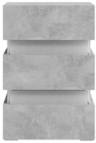 vidaXL Κομοδίνο με LED Γκρι Σκυροδέματος 45x35x67 εκ. Επεξεργασμ. Ξύλο