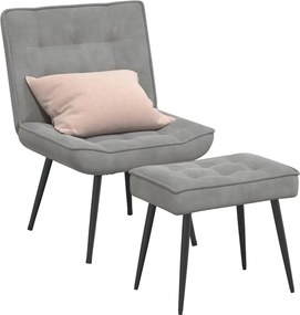 vidaXL Πολυθρόνα Relax Ανοιχτό Γκρι Βελούδινη με Σκαμπό