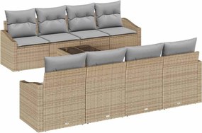 vidaXL Σετ Καναπέ με μαξιλάρι 7 pcs Μπεζ και Γκρι συνθετικό ρατάν