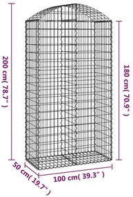 vidaXL Συρματοκιβώτιο Τοξωτό 100x50x180/200εκ. από Γαλβανισμένο Χάλυβα