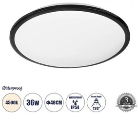 Πλαφονιέρα Οροφής LED 36W IP54 Φ48 4500K Μαύρο 60999 Globostar 60999 Μαύρο