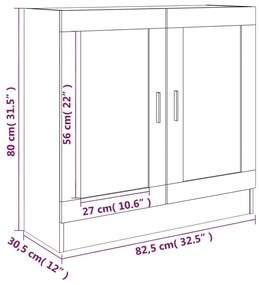 Βιτρίνα Γκρι Sonoma 82,5x30,5x80εκ. από Επεξεργασμένο Ξύλο - Γκρι