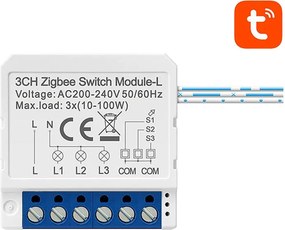 Avatto Έξυπνος Ενδιάμεσος Διακόπτης ZigBee LZWSM16-W3 χωρίς ουδέτερο TUYA (Λευκό)
