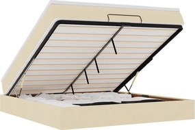 vidaXL Οθωμανικό Κρεβάτι με Στρώμα Κρέμα 160x200cm Ύφασμα