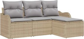 vidaXL Σετ Καναπέ Κήπου με μαξιλάρι 4 pcs Μπεζ συνθετικό ρατάν