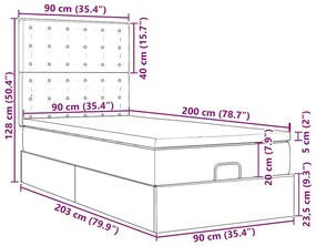 Οθωμανικό κρεβάτι με στρώμα μπλε 90x200cm ύφασμα - Μπλε