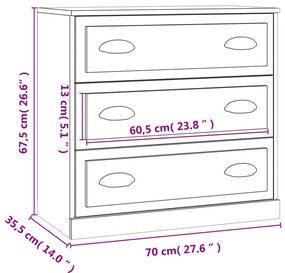 Ντουλάπι Λευκό 70 x 35,5 x 67,5 εκ. από Επεξεργασμένο Ξύλο - Λευκό