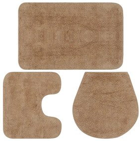 vidaXL Σετ Πατάκια Μπάνιου 3 τεμ. Μπεζ Υφασμάτινα