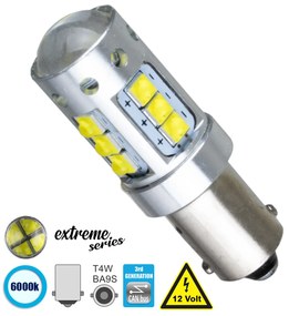 GloboStar® 81295 Λάμπα Αυτοκίνητου BA9S - T4W 3rd Generation Can-Bus Extreme Series LED 16 CREE XBD 15W 2115lm 360° DC 12V IP20 Ψυχρό Λευκό 6000K